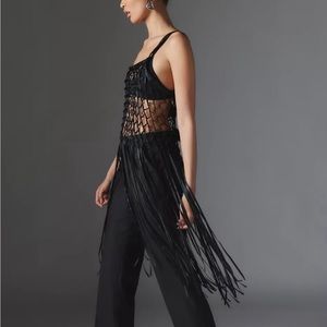 Black Satin Ribbon Lattice Fringe Top (12)